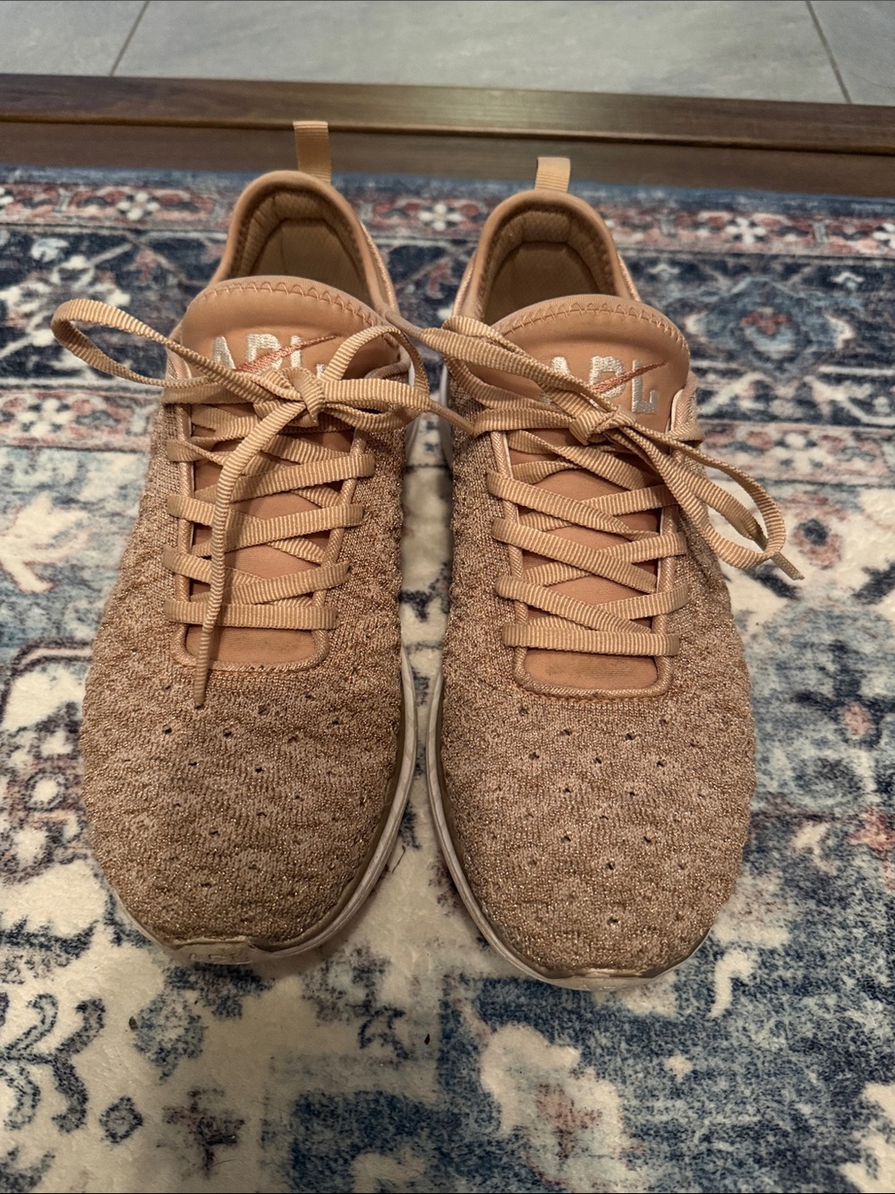APL women's Knit Lace-Up Sneakers in Rose Gold